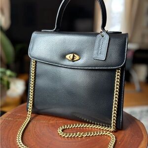 Vintage COACH 4417 Madison — Made in Italy — Black Pebbled Leather